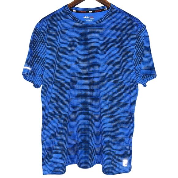 Fila Sport Blue Pattern Running Shirt Men's Large - Picture 1 of 5